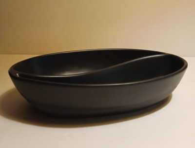New Pfaltzgraff Night Surf Black Divided Vegetable Serving Bowl Oval 11''