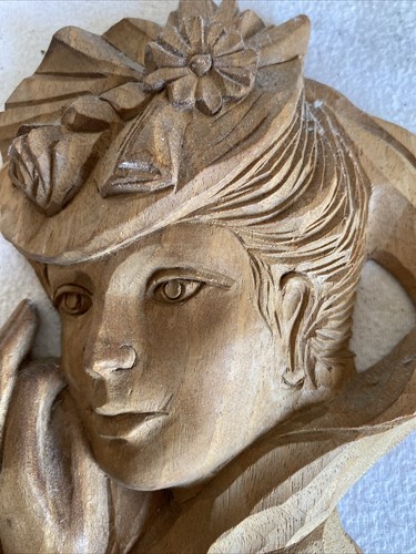 Vintage französischer handgeschnitzter Wandbehang Profil einer Frau - Bild 3 von 7