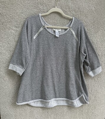 C.D. Daniels Pullover Womens 1X Gray White Double Zipper Collar Round Neck