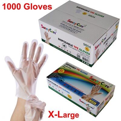 1000 PCS SunnyCare TPE Food Service Gloves, Powder Free (Non Vinyl Latex)X-Large