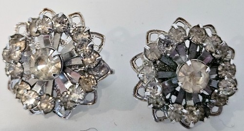 Vintage Lot of 4 Pair Silver Tone Rhinestone Clip Earrings~1 is Sarah Coventry - Picture 3 of 15