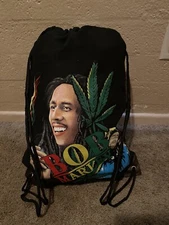 Rasta Bob Marley W/ Drawstring Bag Knapsack Bookbag Jamaica Reggae