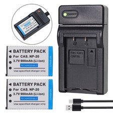 2x Battery for Casio Exilim EX-M1 M2 EX-Z3 Z5 Z8 EX-Z70 NP-20 NP-20DBA +Charger