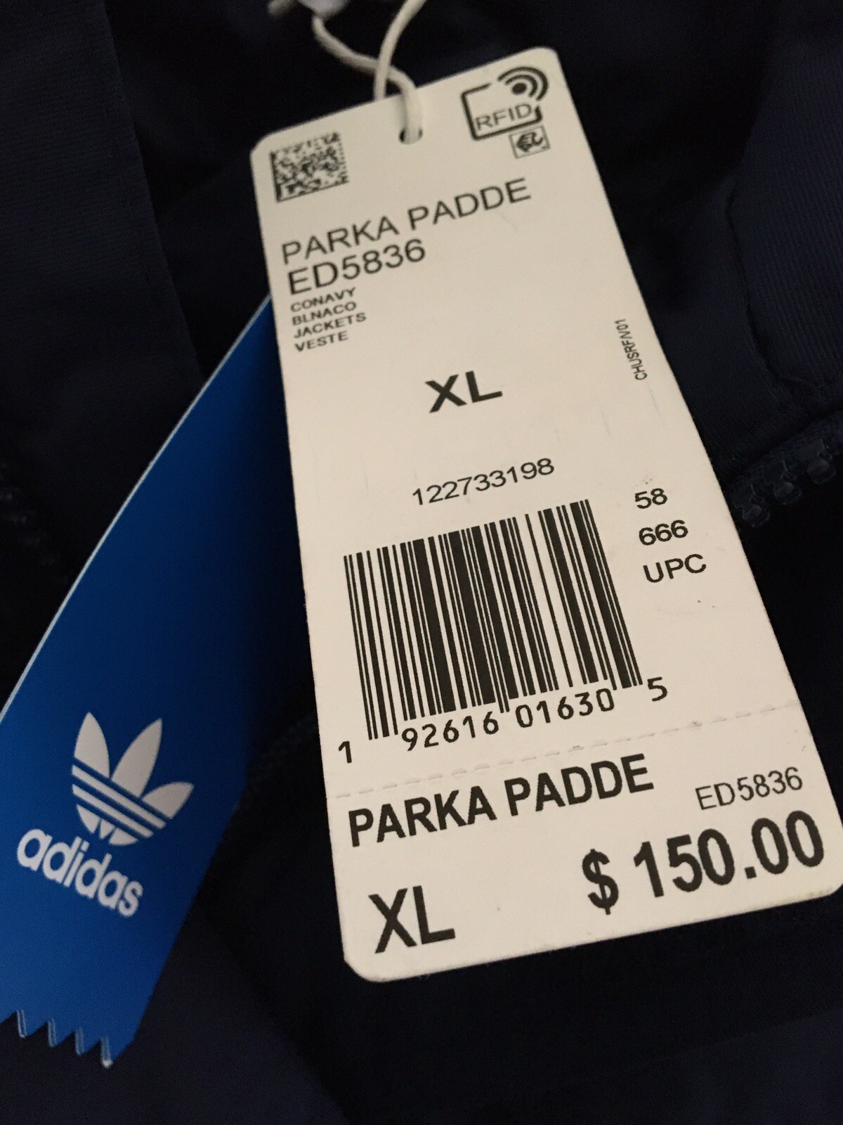 ADIDAS ~ Men's Padded Parka Jacket Coat ~ Size XL ~ ED5836 ~ Navy Blue ~  NEW | eBay