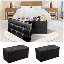 30inch Storage Ottoman Bench Chest Folding Living Room & Bedroom Footrest Stools