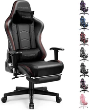 Gaming Chair with Footrest Speakers Video Game Chair Bluetooth Music Heavy Duty