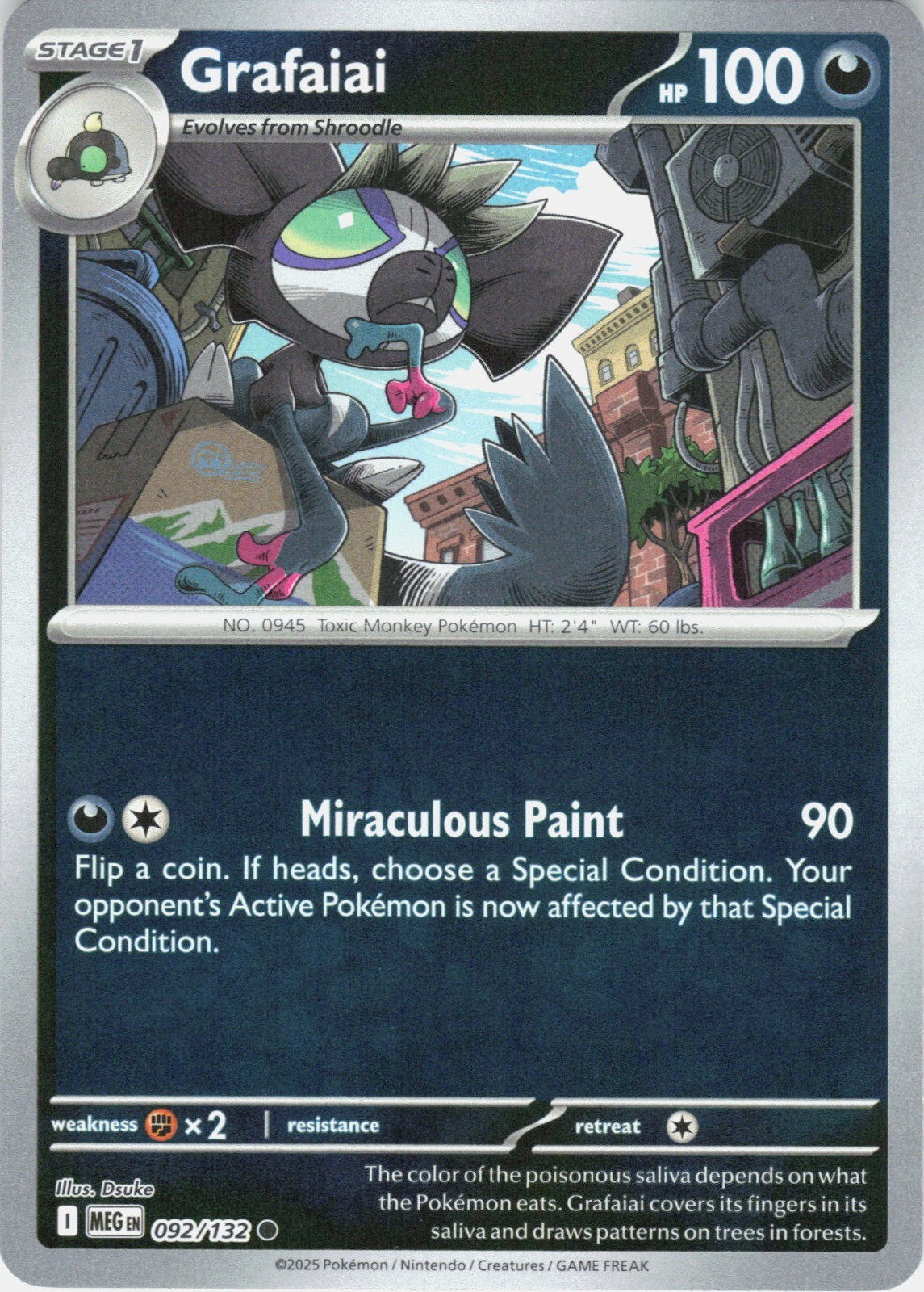 Grafaiai Reverse Holo Common ME01: Mega Evolution 092/132 NM