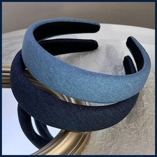3CM Vintage Denim Cloth Headband Simple Sponge Hairband for Women Girls Shopping