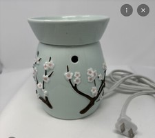 Scentsy Full Size Aqua Blue Cherry Blossom Electric Wax Warmer Retired Rare