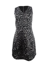 Michael Michael Kors Women's Leopard-Print Scuba Dress (M, Gunmetal)