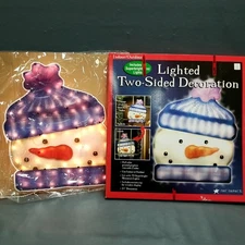 Vintage Light Up Double Sided Snowman Window Display TESTED WORKS!