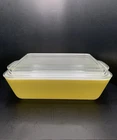 Vtg Pyrex Yellow Ovenware/Refrigerator Dish 0503 w/ Ribbed Lid 503-C Retro MCM