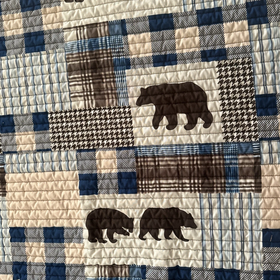 Bear Quilt Lightweight Reversible Quilt 90”x69” Twin/Twin L Woodsy Lodge Outdoor - Image 3 of 4