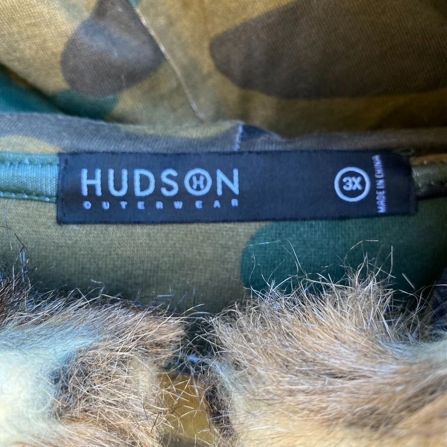 Hudson 外套连帽衫男式 3XL 迷彩人造毛皮装饰街头服饰阅读 — 第 4/4 张图片