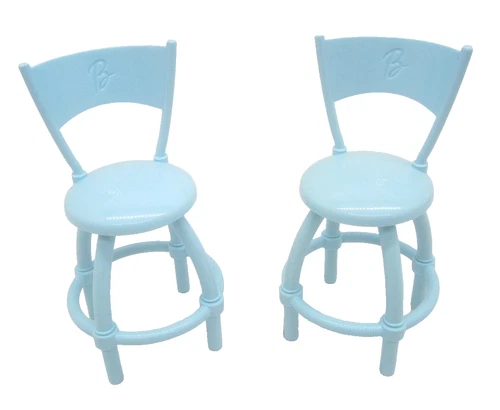 Vintage Barbie Toy Set of 2 Bar Stools. Light Blue EUC