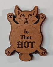 "Funny Cat Coaster Set - Cat-Shaped Coasters, Set of 4 with tidy holder