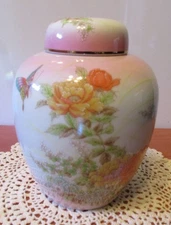 Vintage Shaddy Mino China JGI Japan Pink Floral Ginger Jar 6 1/4"