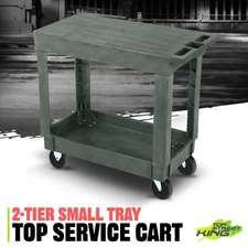 2 Layers PP Home Garage Office Small Flat Top Service Cart w/ Ergonomic Handle