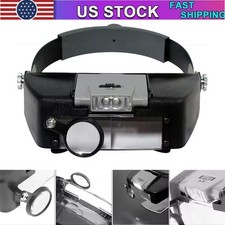 Jewelers Head Headband Magnifier LED Illuminated Visor Magnifying Glasses Loupe