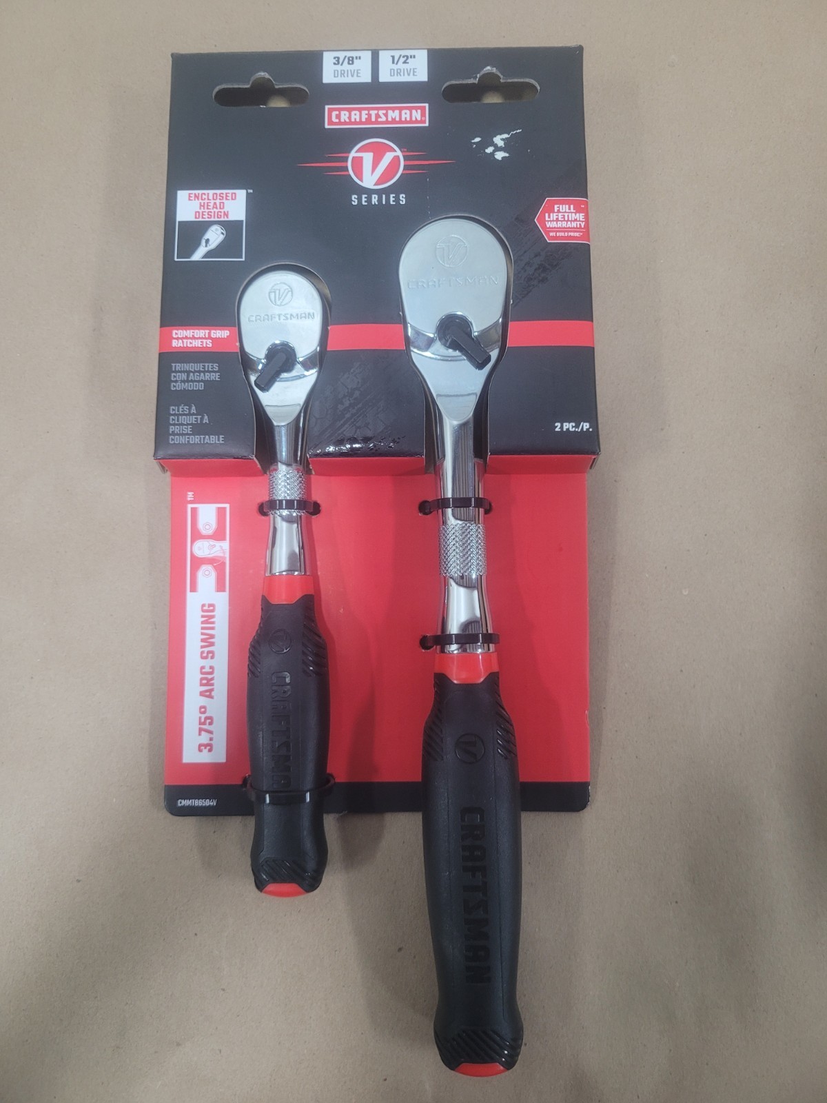 CRAFTSMAN V-Series 2pc Comfort Grip Ratchet Set CMMT86504V - 3/8