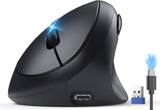 TECKNET Ergonomic Mouse, Bluetooth Wireless Vertical Mouse, Rechargeable Battery
