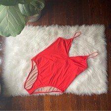 Red One Piece Swimsuit Plunge Strappy Back NWOT