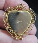 Vintage Heart Goldtone Filligree Porcelain Victorian Pendant-Italy — photo 4