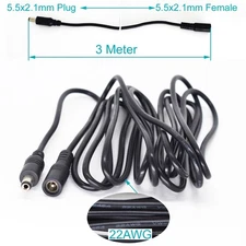 10pc 10ft DC Power Supply 5.5mmx2.1mm 2.1mm Male to Female Extension Cable 22AWG