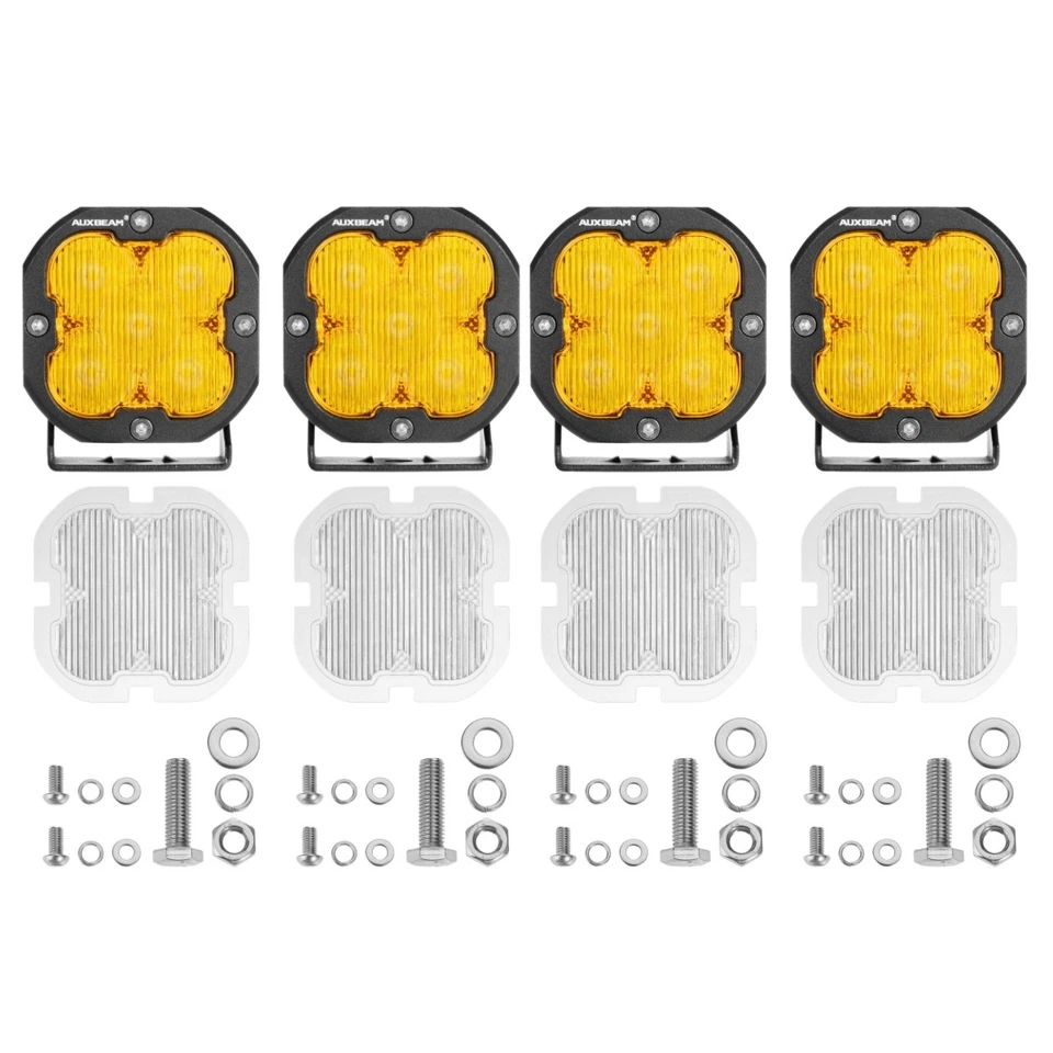 4x AUXBEAM 3" pulgadas LED Pods barra de luz de trabajo ámbar y blanco DRL para Ford F150 F250 Foto 3 de 4