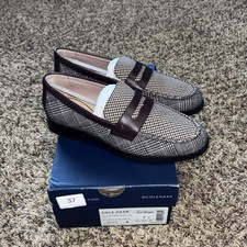 Cole Haan Lux Pinch Penny Women  s Loafers Leather Upper Plaid Textile Size 7