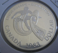 CANADA 1983 Proof University Games Edmonton .500 Silver Dollar .375 Troy Oz