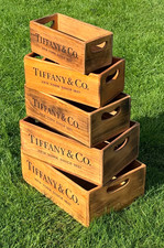 SET OF 5 HANDMADE WOODEN BOXES  - TIFFANY