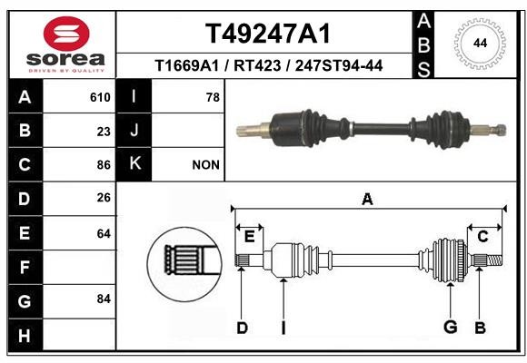 EAI Antriebswelle Vorne Links FüR Renault Kangoo KC0/1_ Clio II Bb_ Cb_ T49247A1-image