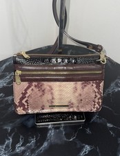 Brahmin Jillian Crossbody Croc Snake Brown Leather Evening Bag -AUTHENTIC-