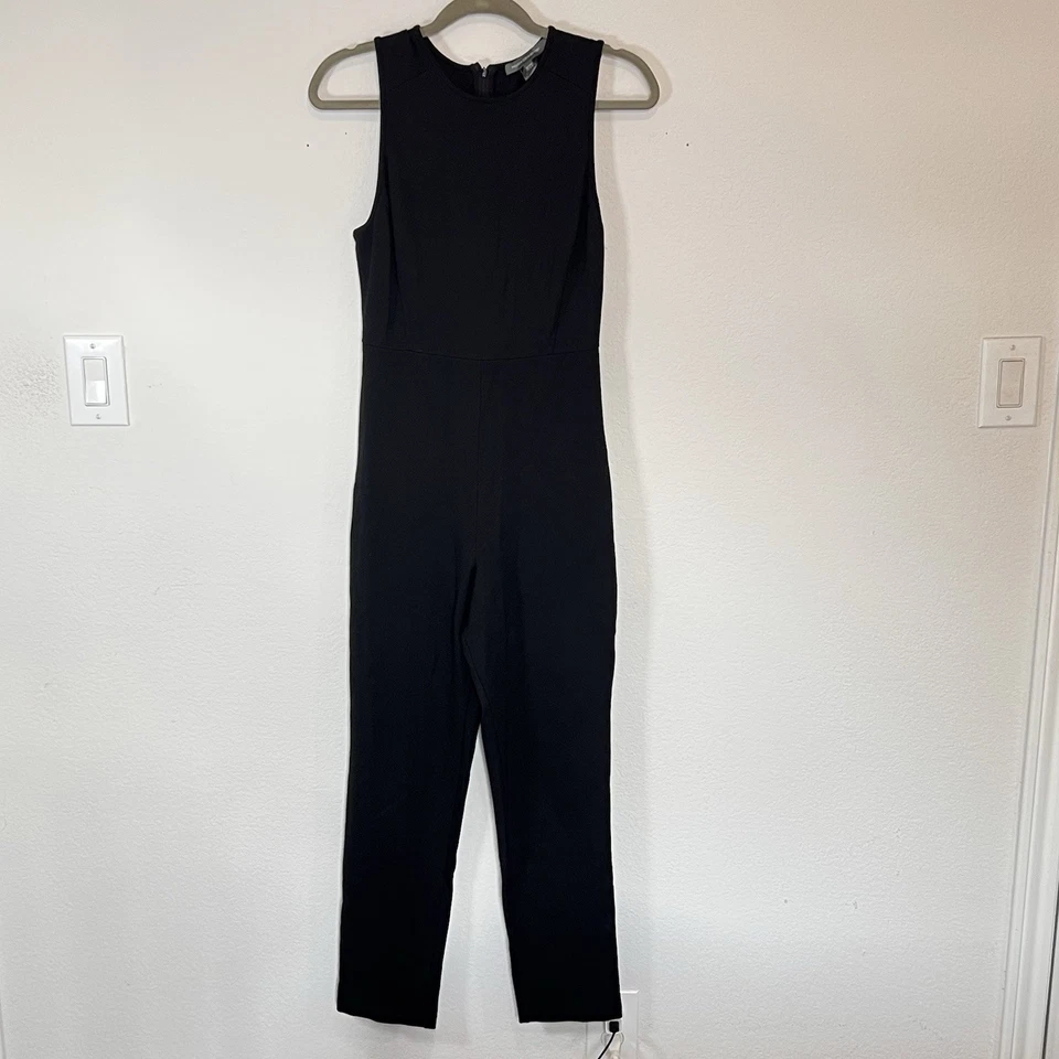 French Connection Jumpsuit Size 6 Black Sleeveless Lula Stretch Ankle Classic - Image 2 of 4