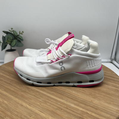 On Cloudnova Running White/Carnation Pink breast cancer Women's 9.5 Mens 8