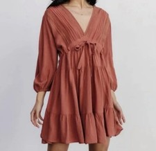Baltic Born Amelia Boho Mini Dress Rust Size L Cottagecore NWT