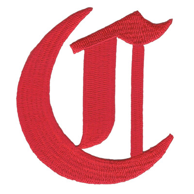 Red Old English Letter C Iron On Patch (3'' in) Fancy Gothic Alphabet Applique
