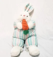 White Bunny Rabbit Easter Carrot Strips 17" Plush Stuffed Animal Kids of America
