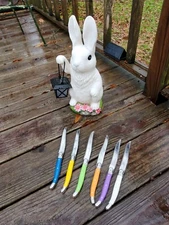 Set 6 Jean Dubost Laguiole Table Steak Knives Hailingshan Color French Rainbow