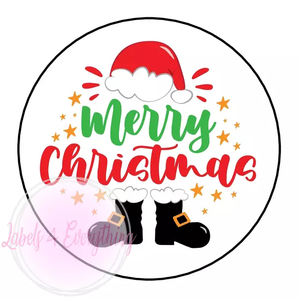 Merry Christmas Stickers Santa Hat Boots Labels Present Seals Gift Tags Xmas