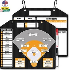 Magnetic Baseball Lineup Board for Dugout Black Baseball Clipboard for Coaches