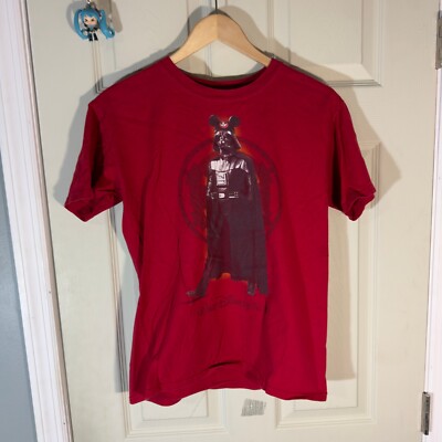 VTG Disney World Star Wars Youth Boys Darth Wader Mickey Ears Red Shirt sz XL