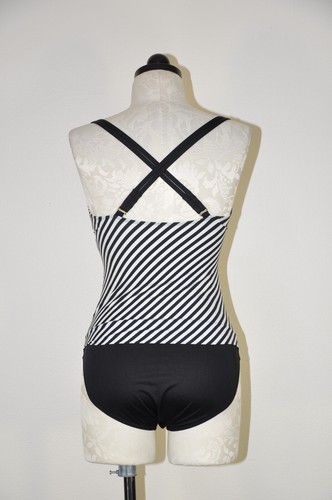 Lauren Ralph Lauren Black White Stripe Tummy Coverage One Piece Swimsuit Women 8 - Picture 6 of 16