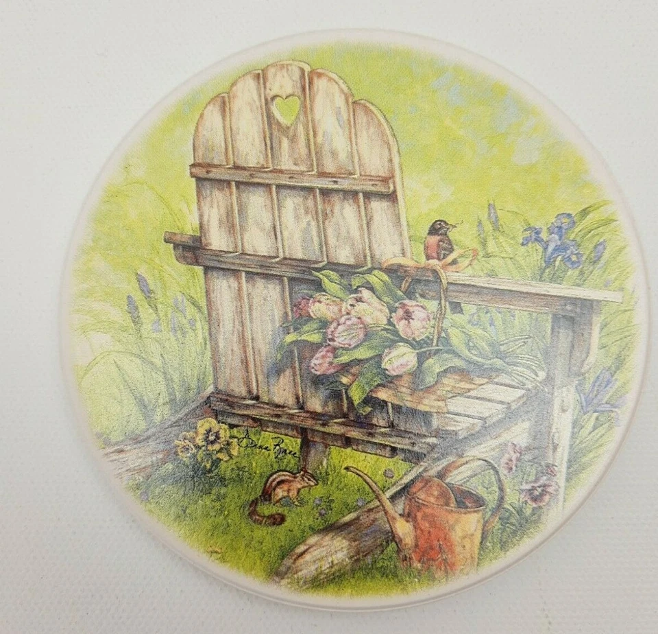 Cypress Home Springtime Bliss Piedra Absorbente Juego de 4 Posavasos con Soporte NUEVO Foto 2 de 4