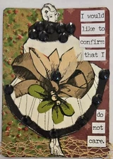 Mixed Media Collage Art Card ACEO ATC OOAK Vintage Snarky Flapper Do Not Care