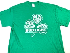 Bud Light Beer Anheuser-Busch Lucky Shamrock - Green Bartenders T-Shirt New! XL