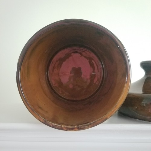Unique Mid-Century Holiday Designs Ceramic 13" Brown Glazed Flour Canister - Picture 8 of 17