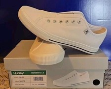 Hurley Ladies Size 7.5 Chloe Slip on Canvas Sneaker Shoes, White NIB