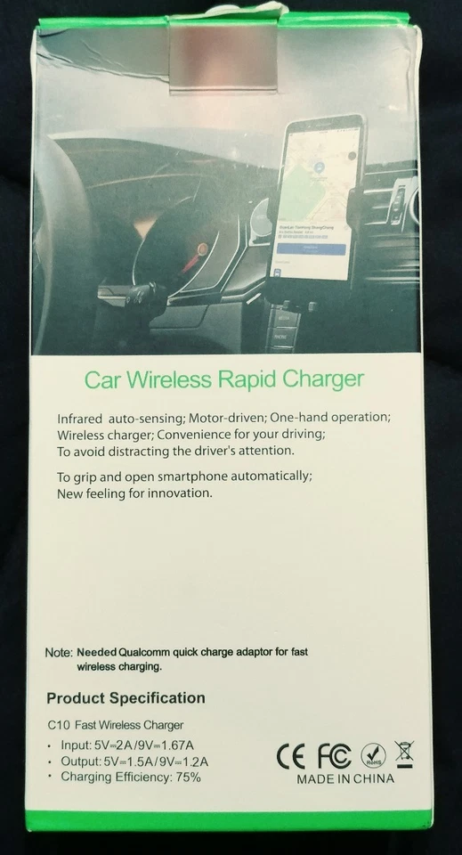 Cargador inalámbrico rápido soporte de montaje AirVent para automóvil para Galaxy S9/S8+ iPhone X/8plus Foto 2 de 2